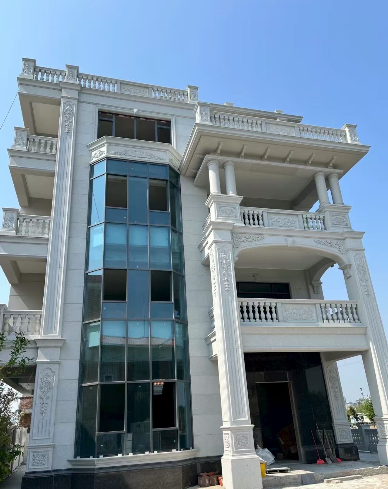 临汾 芝麻白花岗岩别墅外墙干挂效果展示