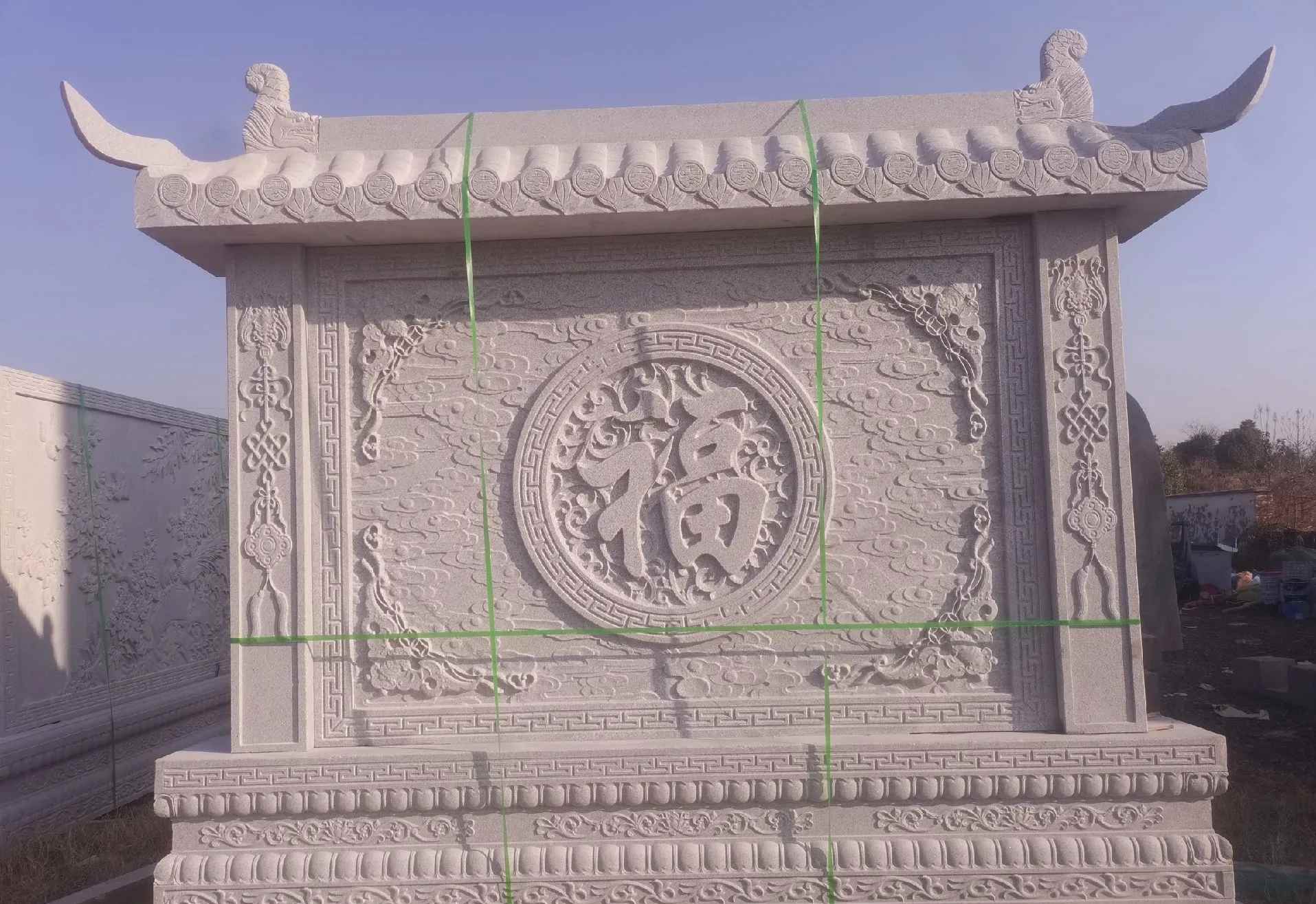 临汾 芝麻白花岗岩屏风，照壁，影壁