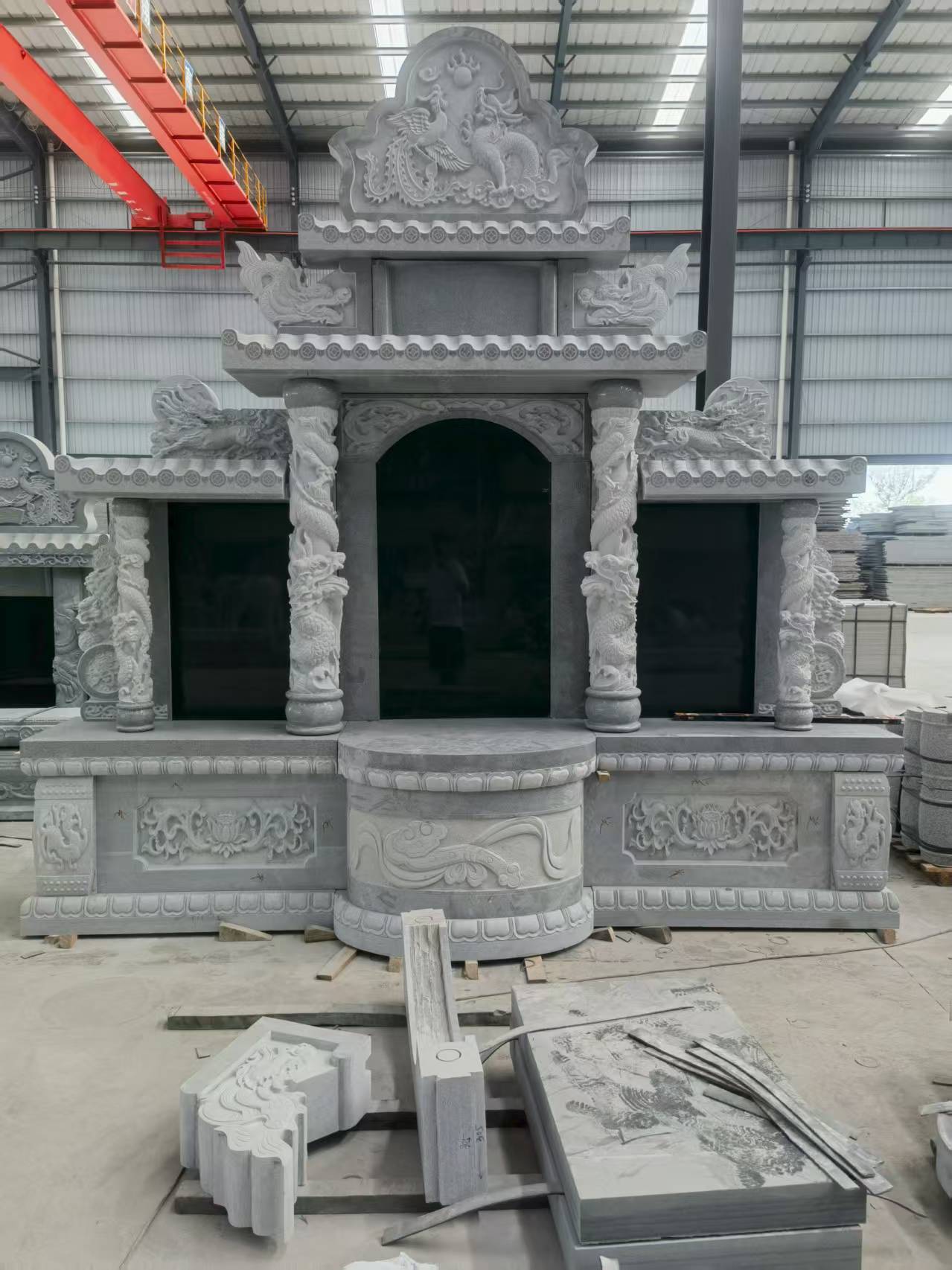 临汾 芝麻灰高档墓碑，土墓，可定制